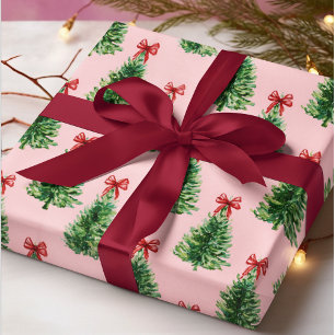 Presente Árvore de Natal com Laço Vermelho Papel de Prese