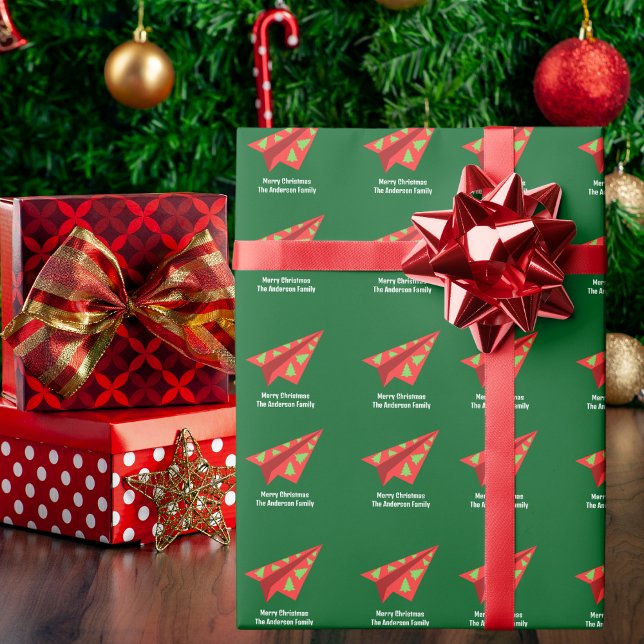 Presente Árvore de Natal de Avião de Papel Divertido Nome P (Criador carregado)