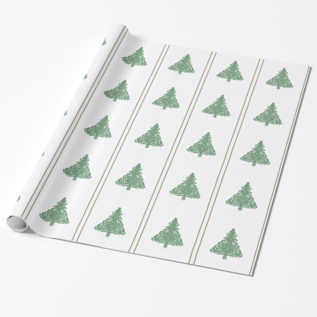Presente Árvore de Natal verde elegante no papel de (Desenrolado)