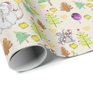 Presente Árvores de Natal Molhando Papel Mouse Beige Queijo