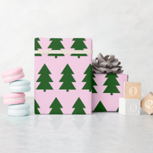Presente Árvores de Natal Verdes Colam Papel de Mola Rosa
