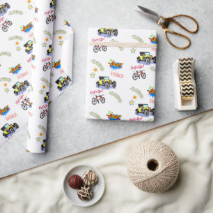 Presente Avião de bicicleta com papel de enrolamento brilha