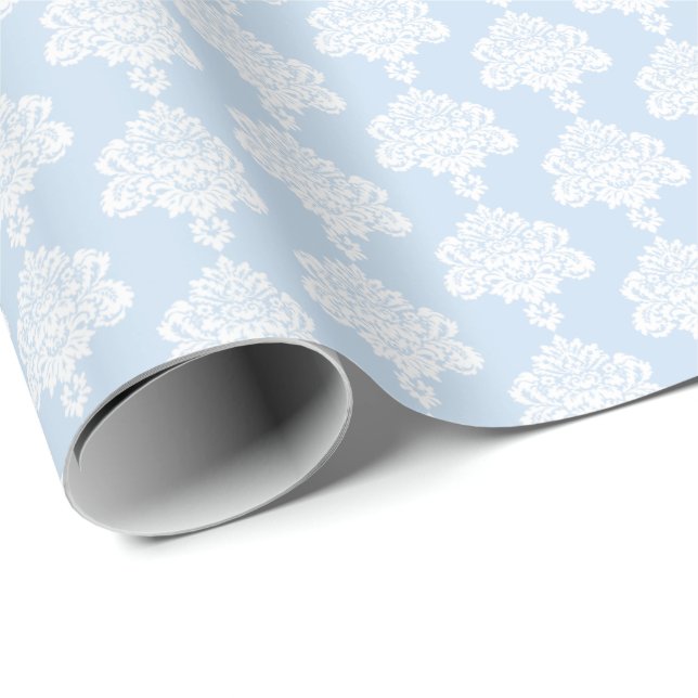 Presente Azul Bebê | Papel branco para enrolamento de Damas (Ponta do rolo)