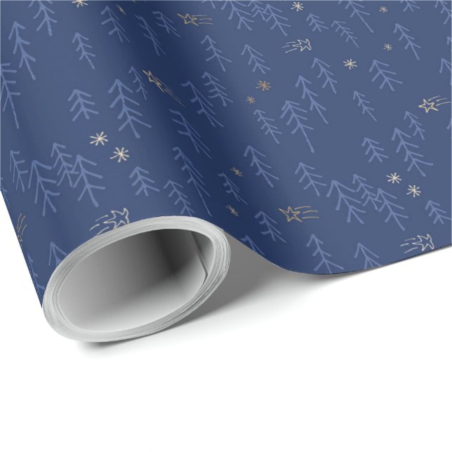 Presente Azul da noite do papel de envolvimento da noite (Ponta do rolo)