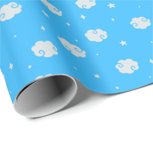 Presente Azul De Céu Profundo - No Papel De Embalagem De Nu