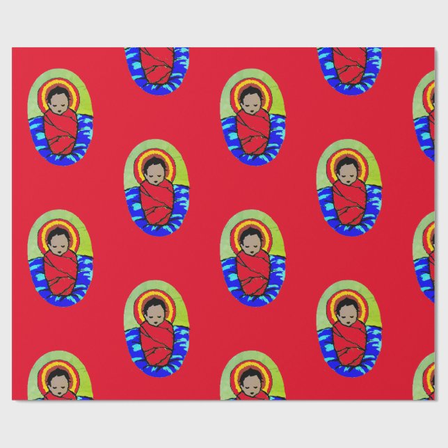 Presente BABY JESUS SOBRE O Papel de Moldagem de NATAL VERM (Aberto)