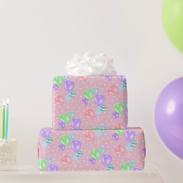 Presente Balões De Aniversário No Papel De Embalagem De Bol (Presentes para festas)