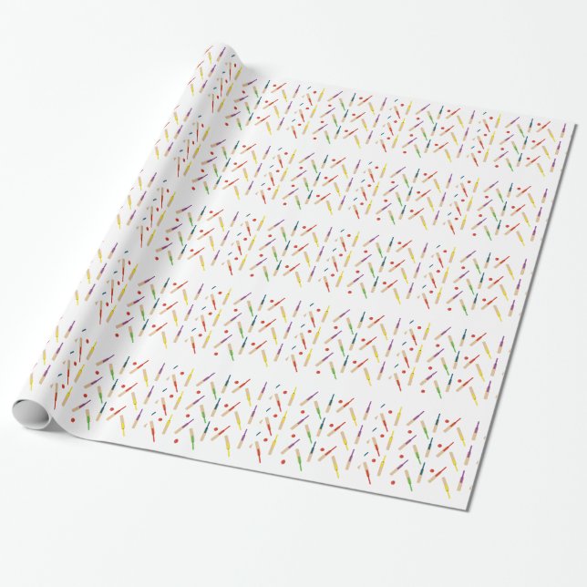 Presente Bastões de grilo e papel de envolvimento das bolas (Desenrolado)