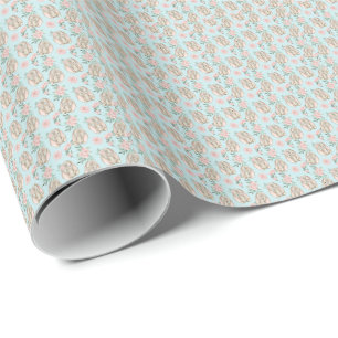 Presente Bebês Adoráveis Rabbits Papel Azul de Enrolamento