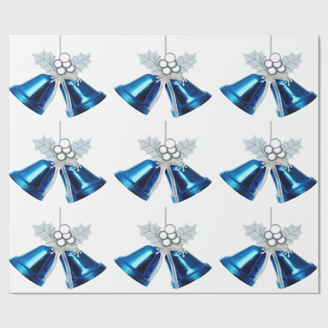 Presente Bells Azuis E Papel De Molho De Holly Branca (Aberto)