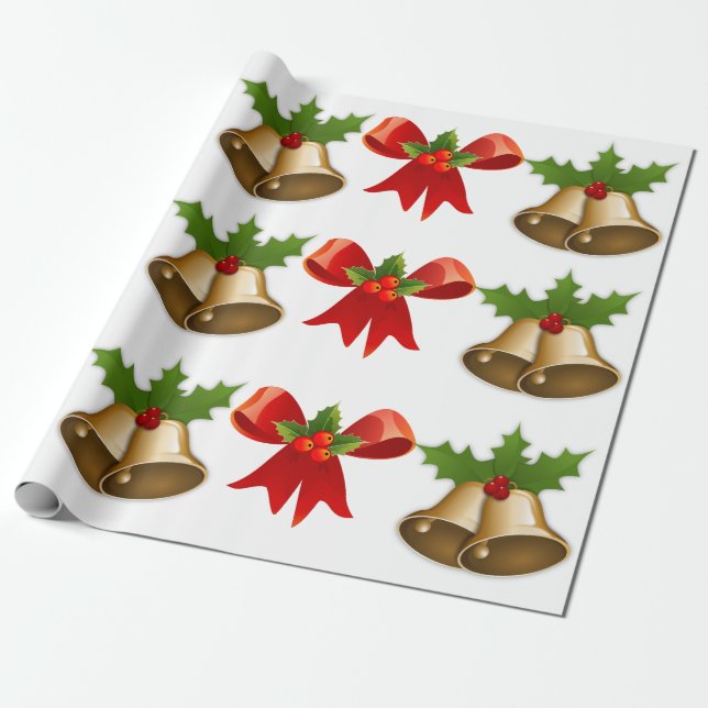 Presente Bells de Natal e Papel de Mola de Fita (Desenrolado)