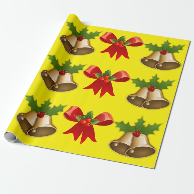 Presente Bells de Natal e Papel de Mola de Fita (Desenrolado)