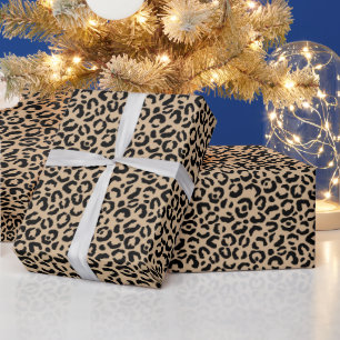 Presente Belo Leopardo Imprime Papel de Vestido de Natal