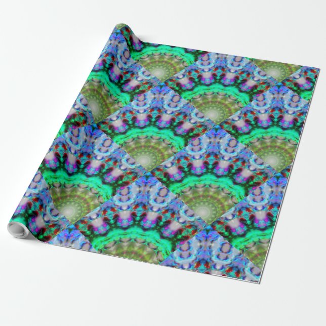 Presente Belo papel de moldagem de MANDALA AZUL VERDE (Desenrolado)