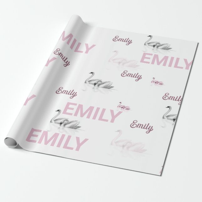 Presente Belo papel de ondulação do cisne personalizado (Desenrolado)