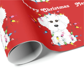 Presente Bichon Frise ilumina o papel de envolvimento do
