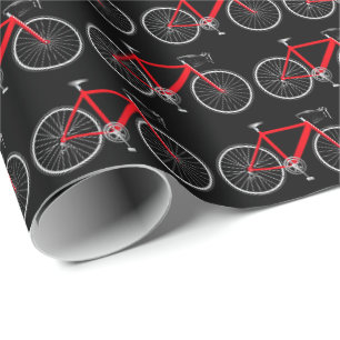Presente Bicicleta Vermelha Em Papel De Embalagem Preto