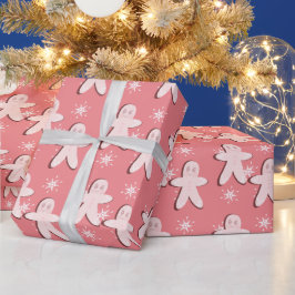 Presente Biscoito de Natal Rosa e Flocos de Neve Papel de P