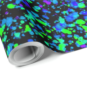 Presente Blue Splatter - Papel de empacotamento