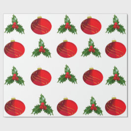 Presente Bolas de Natal e Papel Holly Wraps