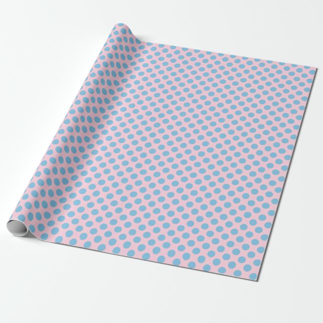 Presente Bolinhas azul no papel de moldagem da Rosa claro (Desenrolado)