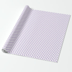 Presente Bolinhas violetas de papel embrulhado em branco