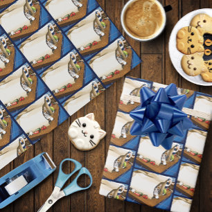 Presente Bolsas de Papel Gato Cozinha Azul