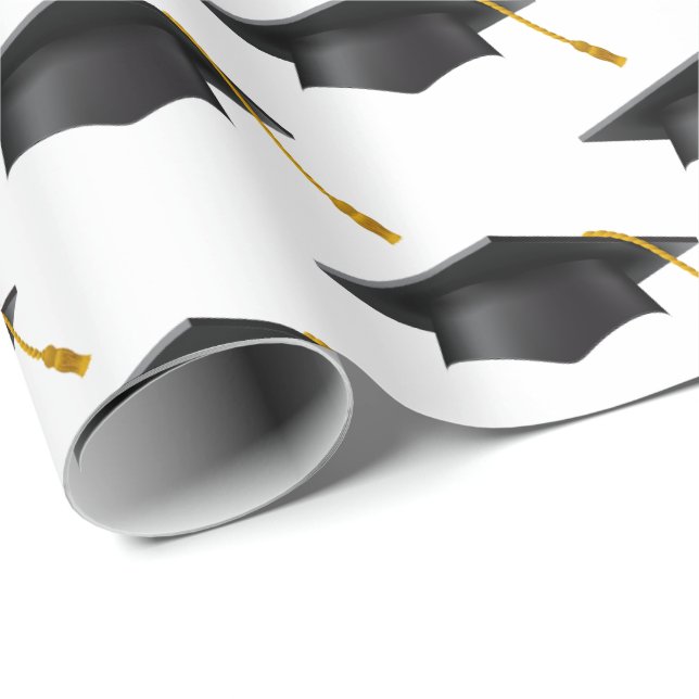 Presente Bonés pretos de graduação em papel branco de enrol (Ponta do rolo)