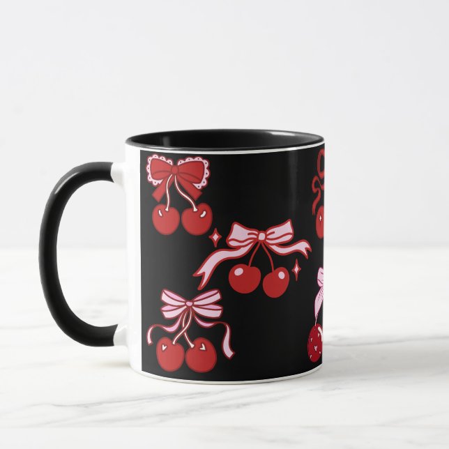 Presente Bonito  de Xícara de Cherry Mug Black Ver (Esquerda)