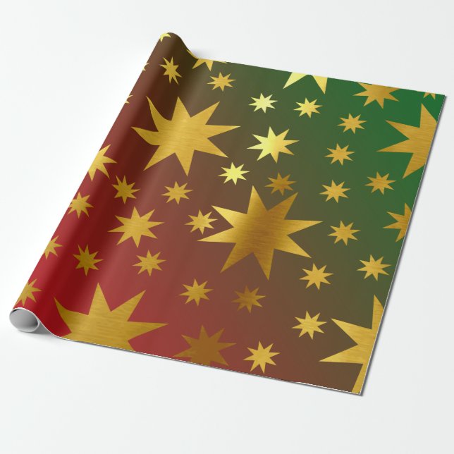 Presente Bonito papel de embrulhamento das estrelas de Nata (Desenrolado)