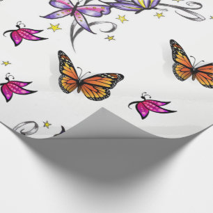 Presente Borboleta de papel embrulhado