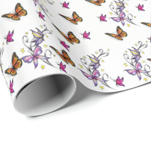 Presente Borboleta de papel embrulhado