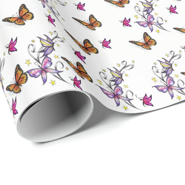 Presente Borboleta de papel embrulhado (Ponta do rolo)