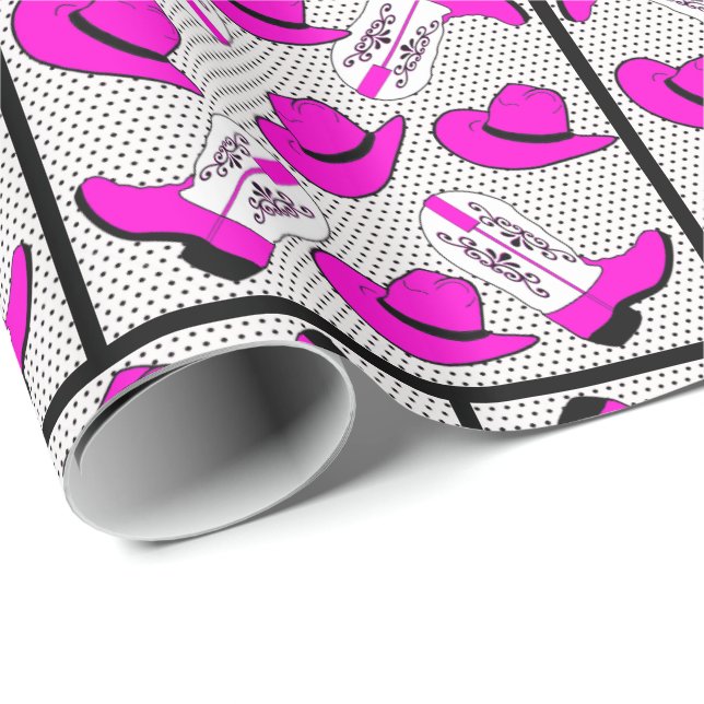 Presente Botas de vaqueiro cor-de-rosa ocidentais um papel (Ponta do rolo)