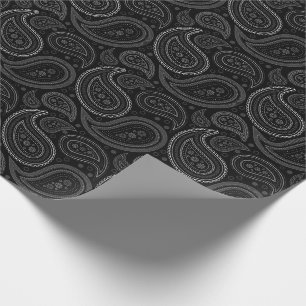 Presente Branco de Paisley no papel de envolvimento preto