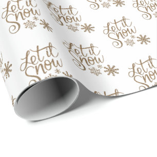 Presente Branco Deixar Nevar Papel De Embalagem De Natal