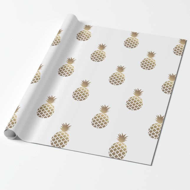 Presente Branco Dourado do papel de envolvimento do teste (Desenrolado)