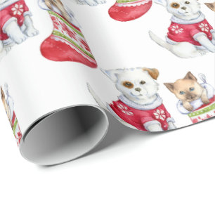 Presente Branco  Papel de embalagem de Natal para papoilas 