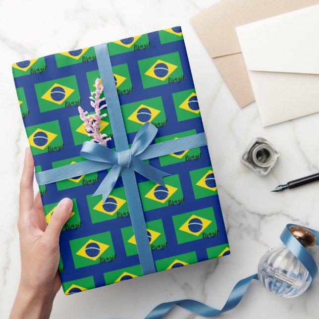 Presente Brasil: Papel de Embalagem, Patriota Brasileiro Az (Presentear)