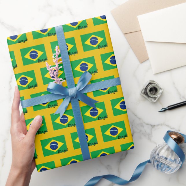 Presente Brasil: Papel de Embalagem, Patriótico de Bandeira (Presentear)