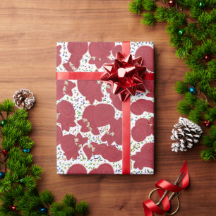 Presente Cachorro bonito Luzes de Natal embrulhando papel