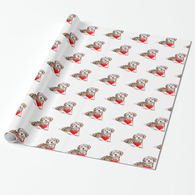 Presente Cachorro de Pet Bonito com Papel de Assalto do Cor (Desenrolado)