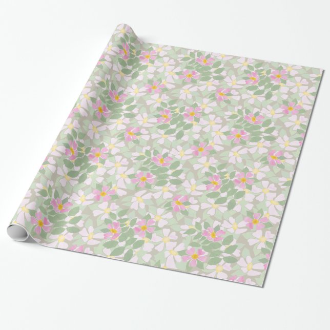 Presente Cães Rosa bonito no Papel de Embalagem de Taupe (Desenrolado)