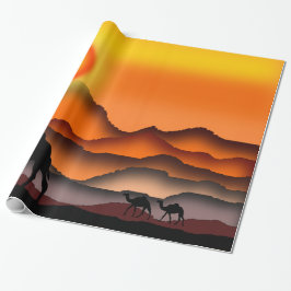 Presente Camelos Em Papel De Enxertamento Do Deserto Sunset