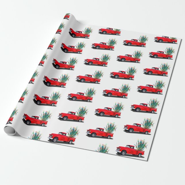 Presente Caminhão Vermelho com Cacto de Agave, Papel de Emb (Desenrolado)