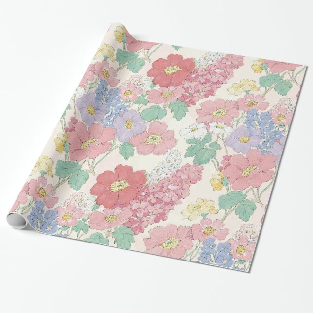 Presente campo de primavera, flores tenras Papel de embrulh (Desenrolado)