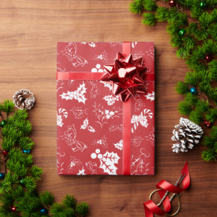 Presente Candy Cane Holly Papel de moldagem de Natal Verm
