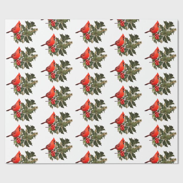 Presente Cardeal sobre papel de moldagem Holly (Aberto)
