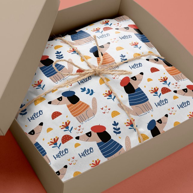 Presente Cartoon Olá cão - papel de embalagem de padrões se (Criador carregado)