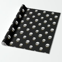 Caveira com papel de enrolamento de pistas amarela